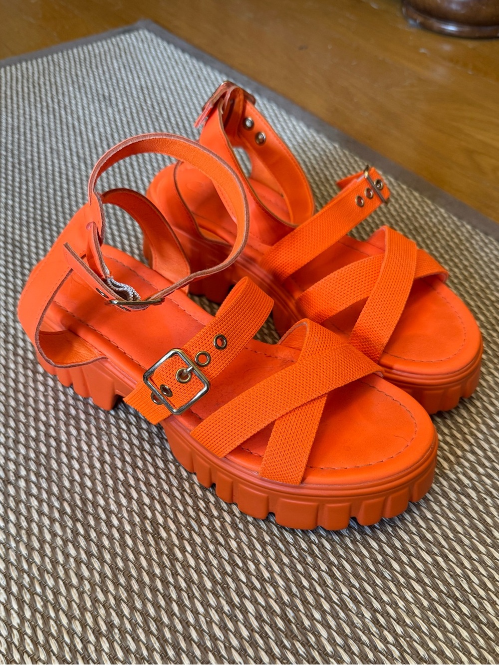 Bright Orange Platform Sandals